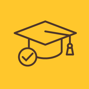Graduation cap checkmark icon