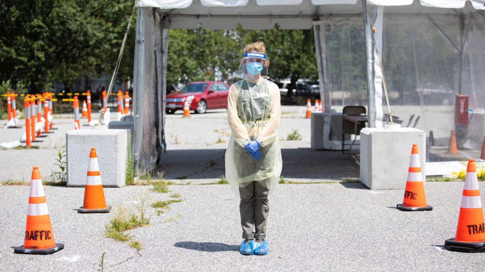 Woman in personal protective equipment