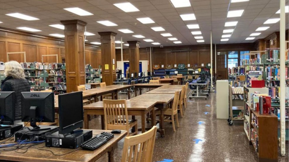 interior of old library at Hope High School