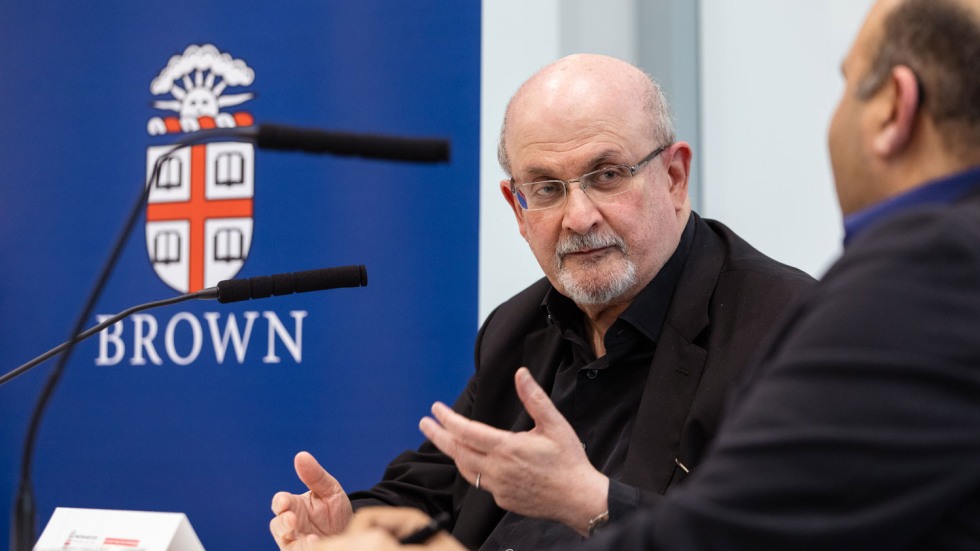 Salman Rushdie speaking at Brown
