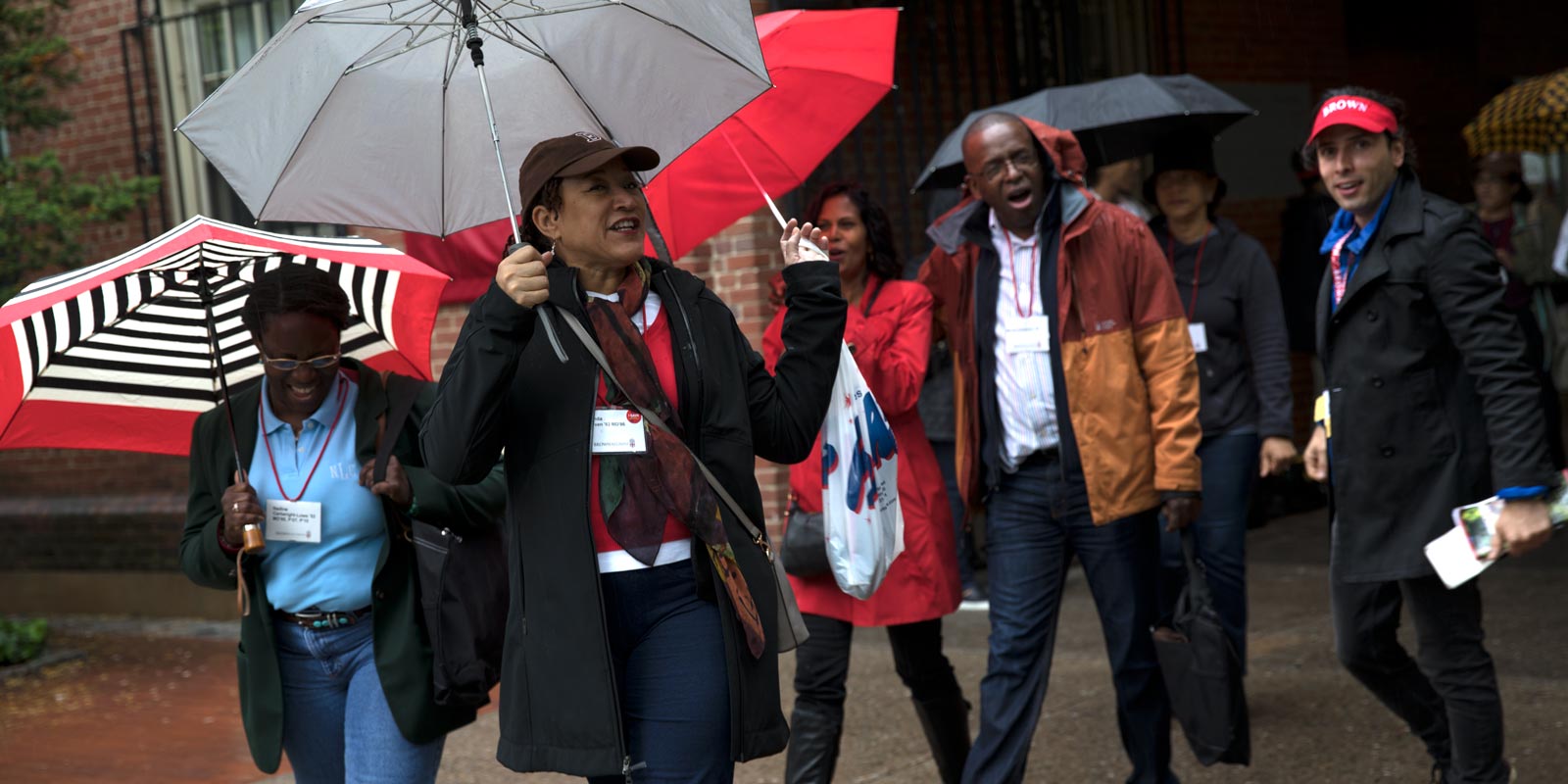 The chance to return to Brown's residence halls is just one Reunion highlight for graduates from across the decades, including these alumni who checked in on Wriston Quad.
