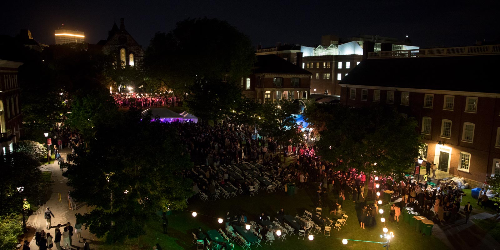 The view from above — Simmons Quad was packed with activity during Campus Dance.
