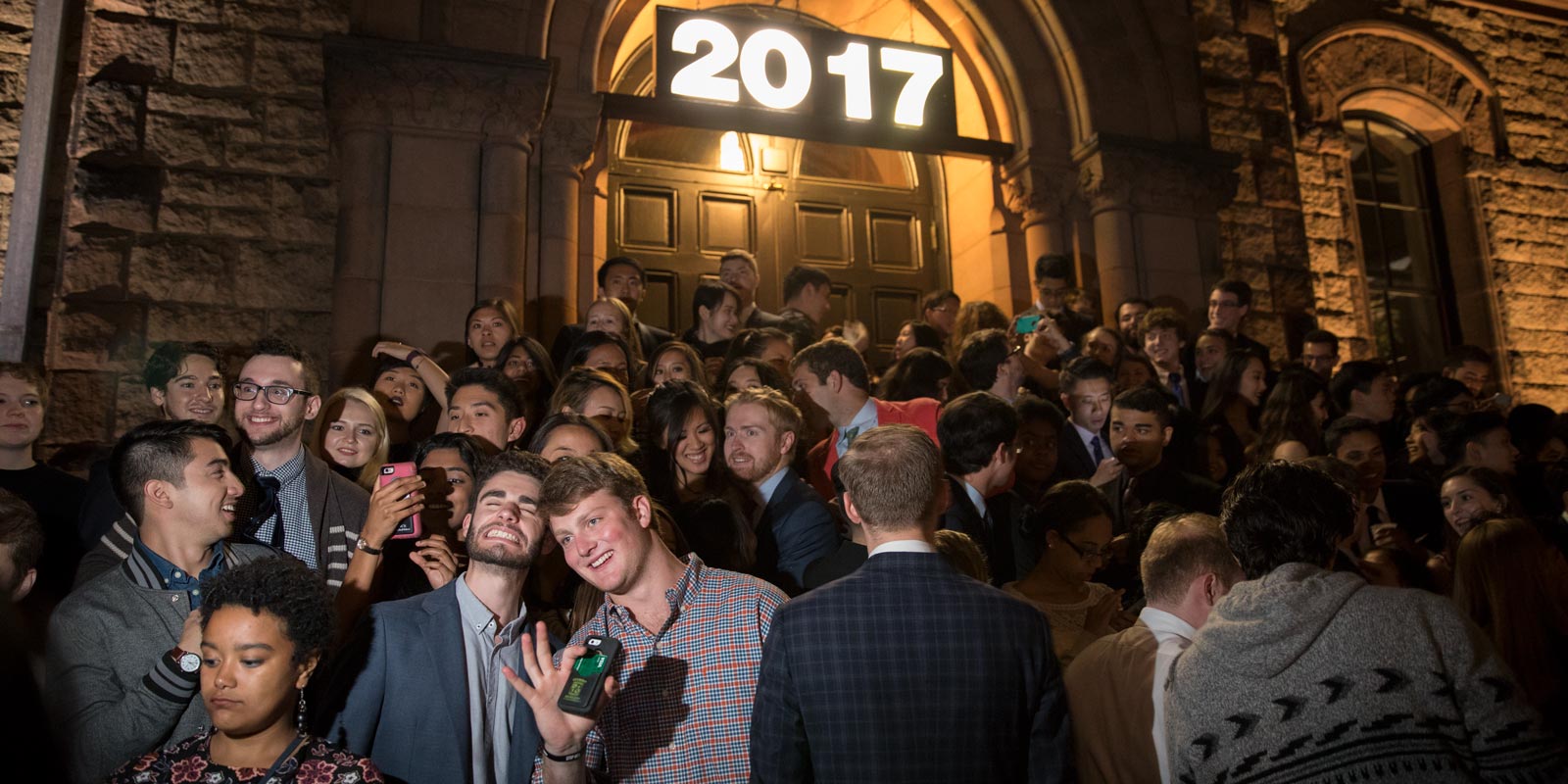 Senior Sing on the steps of Sayles brought together alumni returning for Reunion Weekend with Class of 2017 graduates and other members of the Brown community.