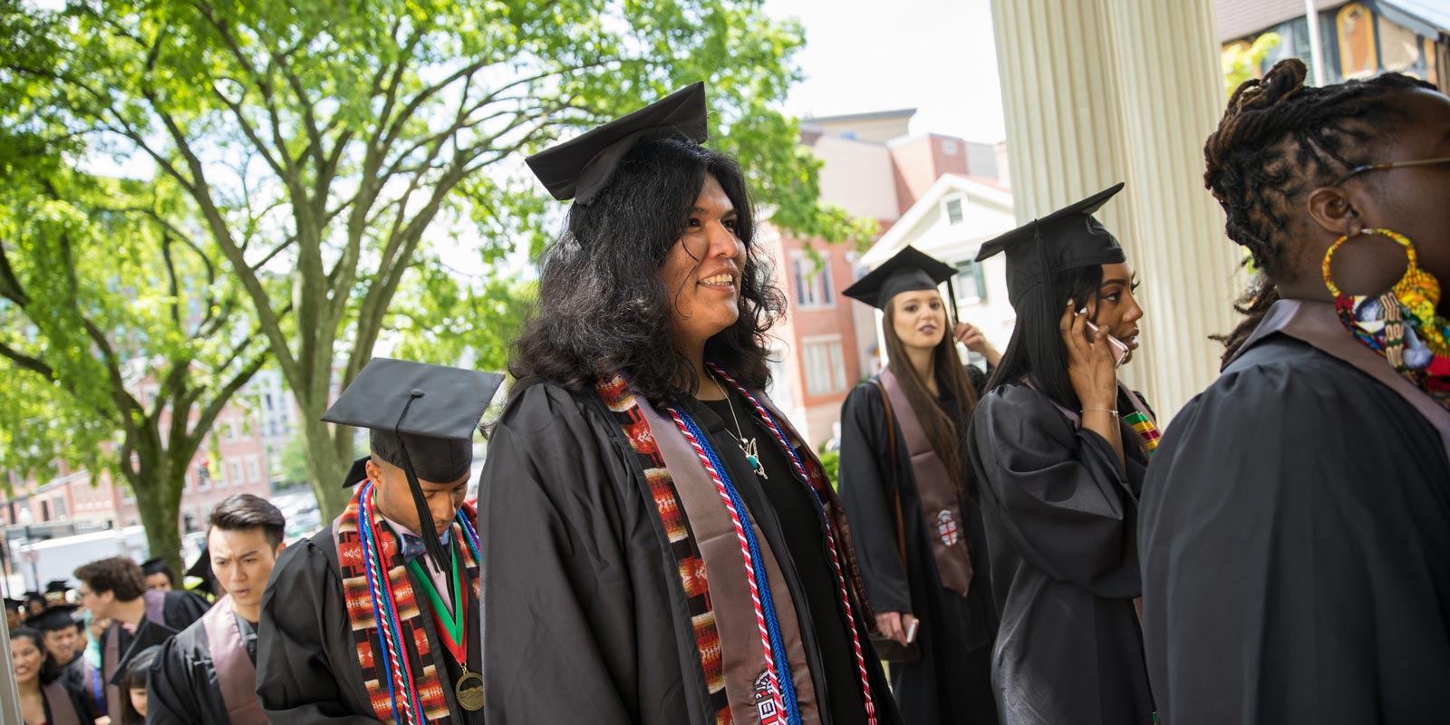 Charlie Scott, who gave a blessing from the traditions of indigenous peoples during the 2017 Baccalaureate service, headed into the First Baptist Church.