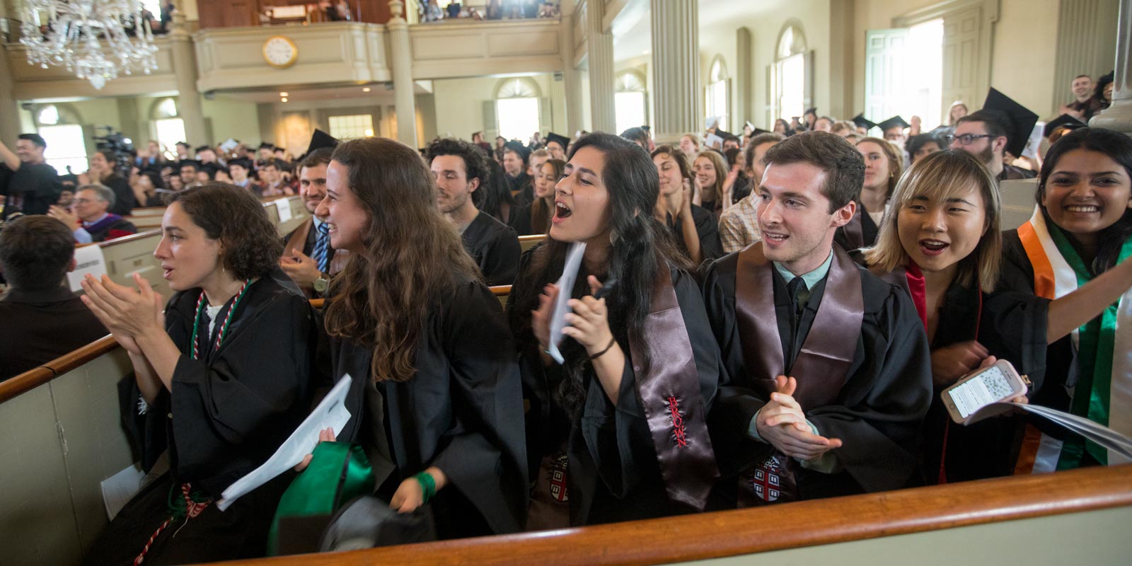 Students cheer for Daveed Diggs, who said the persona "Daveed Diggs" was born in 2015 when he began starring in "Hamilton." The real Daveed Diggs, he said, does not always feel like a success.
