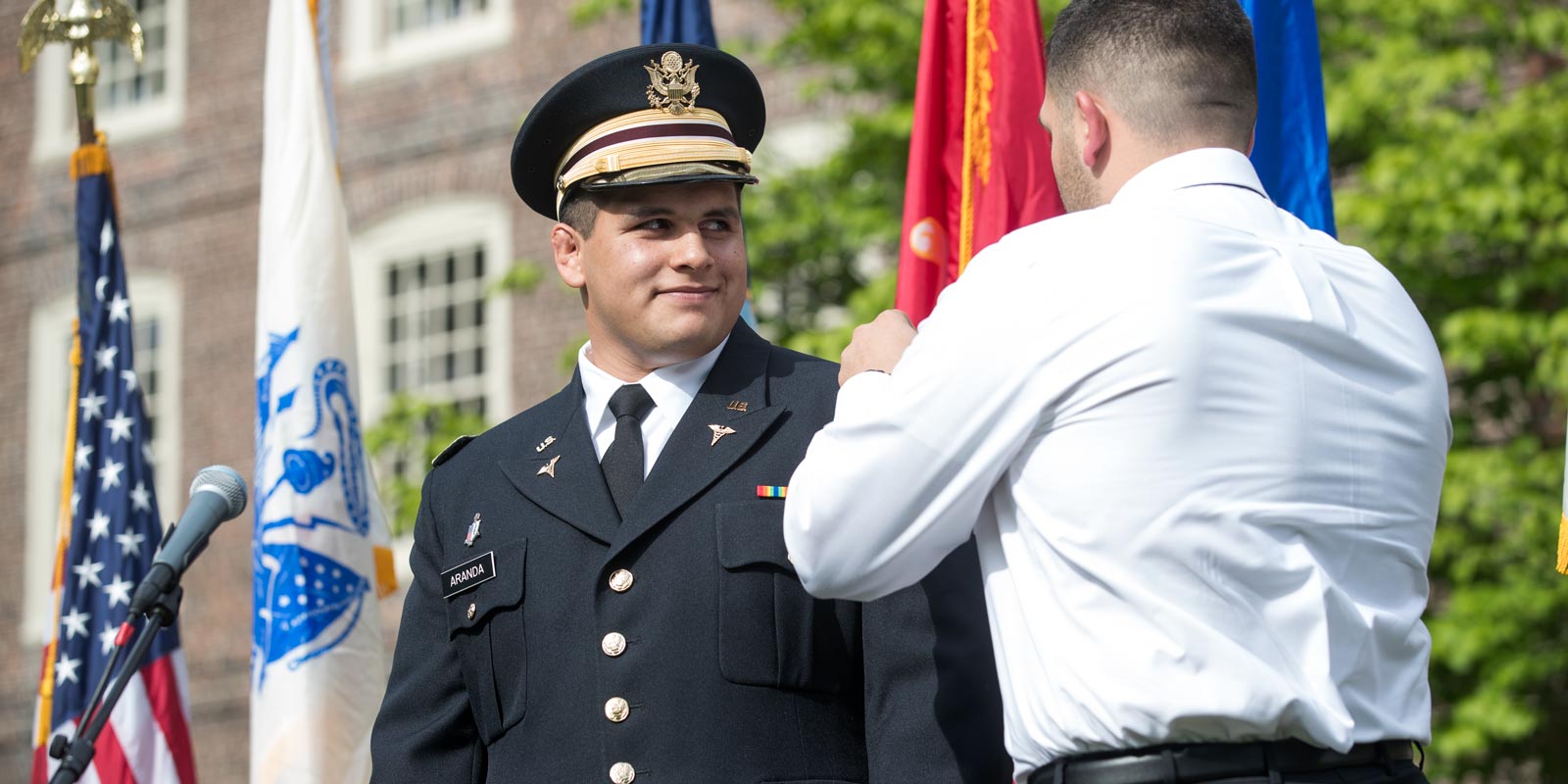 Aranda, now a captain, received his M.D. from the Warren Alpert Medical School and will go on to be an Army surgeon at the Eisenhower Army Medical Center in Georgia.