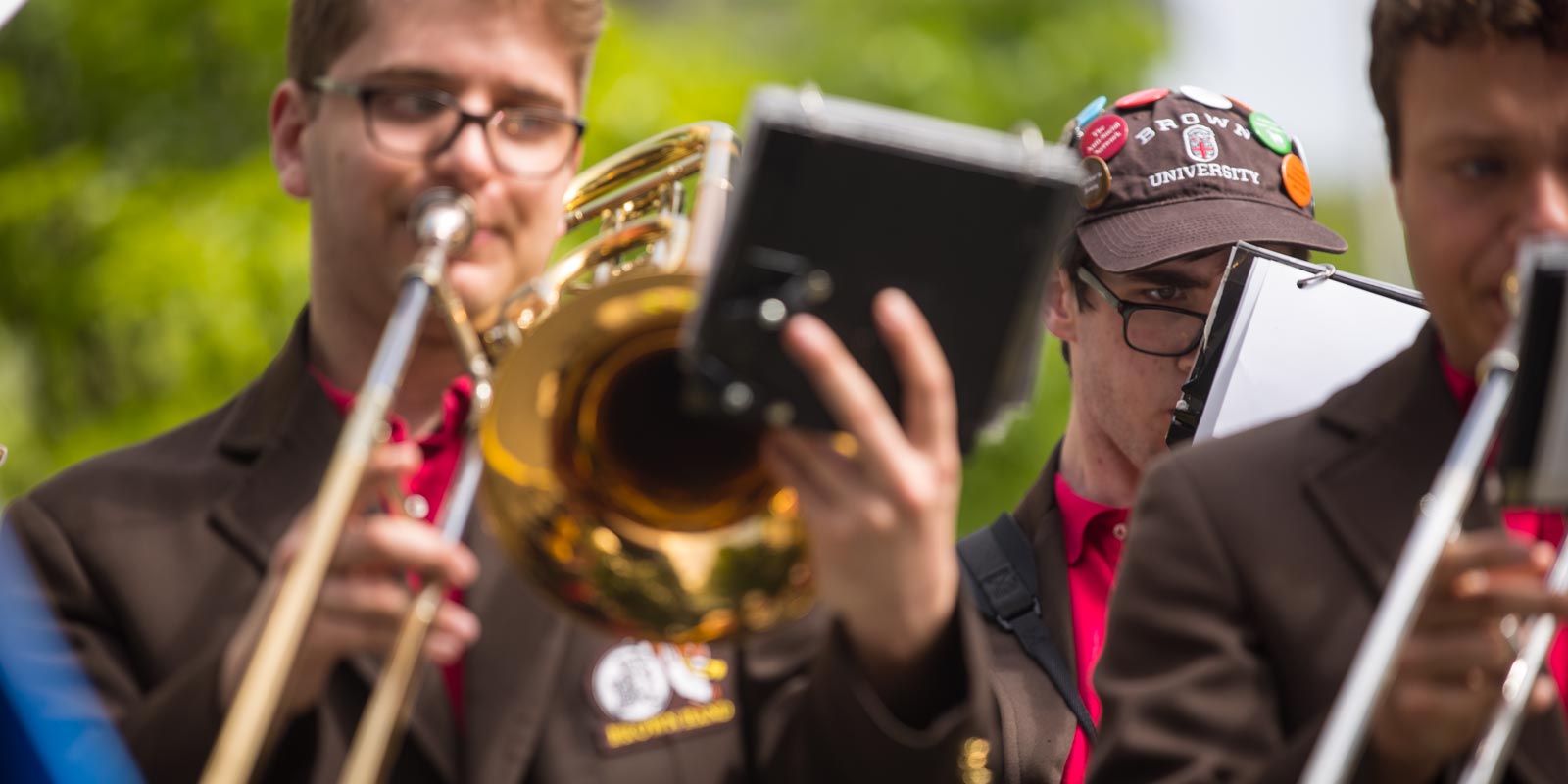 The Brown Band accompanied the procession of alumni and graduating students throughout the morning