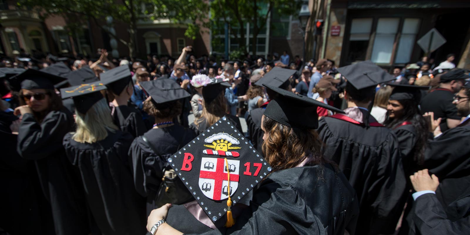 Class of 2017 graduates cheered on alumni as they processed down Benefit Street.