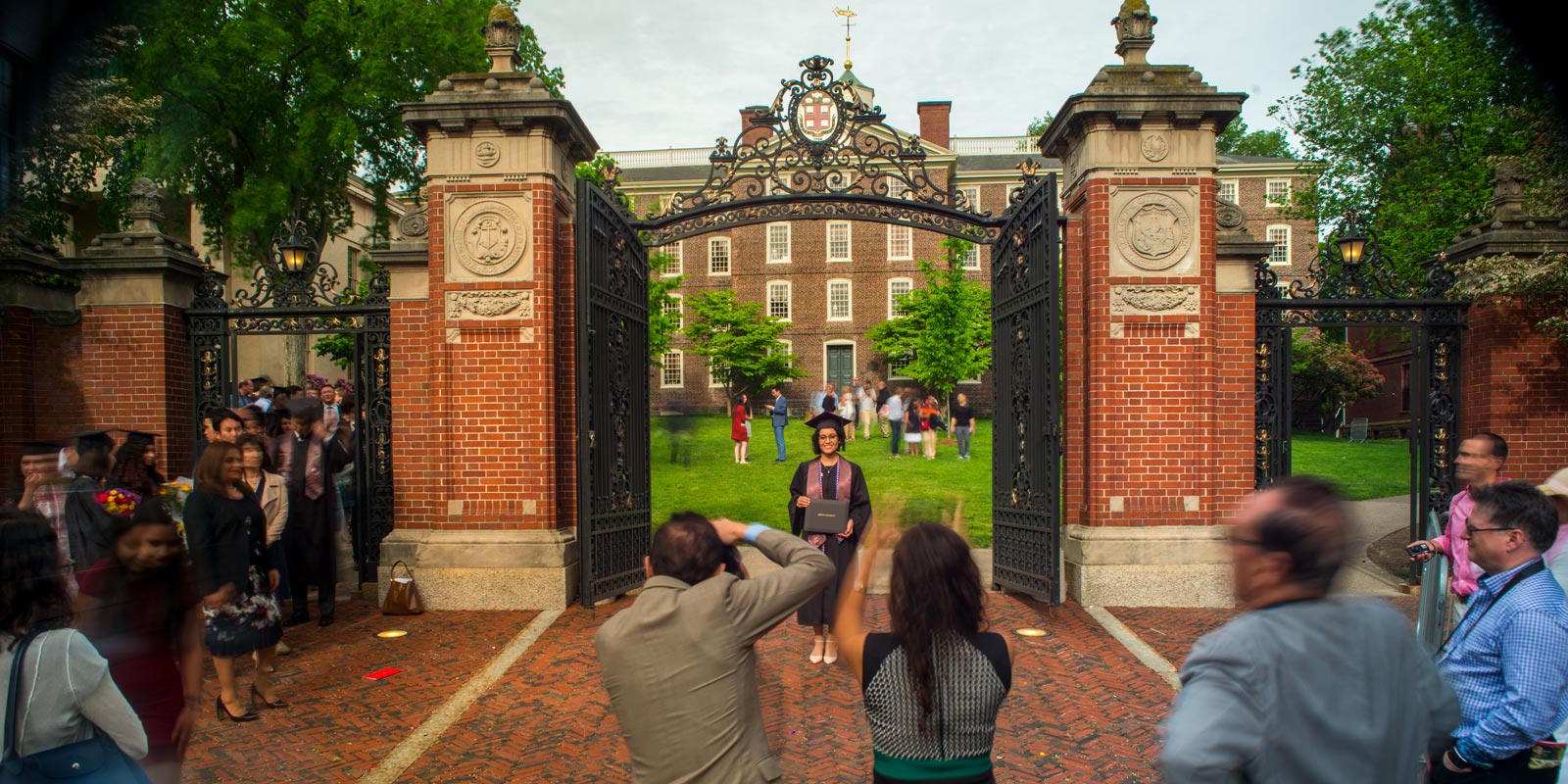 The Van Wickle Gates remained open through Monday evening for photos by graduates and their guests.