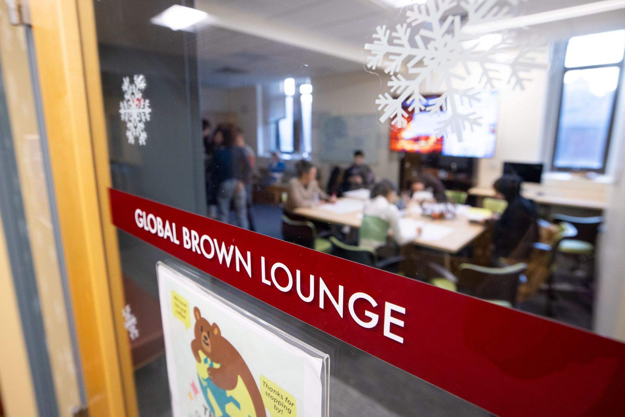 View through the windows of the Global Brown lounge