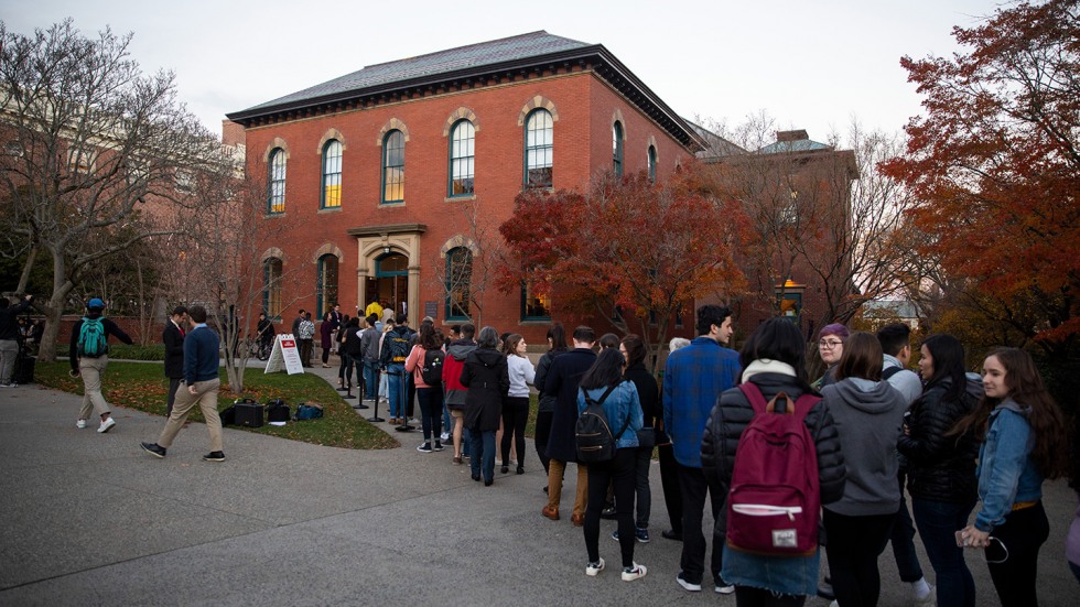 Students lined up outside Salomon